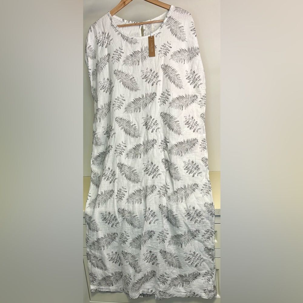 NWT hello nite belted Gauze leaf pattern dress size XL 100% cotton - Picture 3 of 6